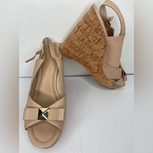 KATE SPADE Rock Stud Tan Wedge Sandals